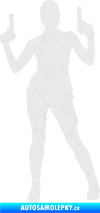 Samolepka Střelkyně 002 levá girl with gun Ultra Metalic bílá