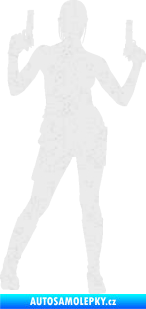 Samolepka Střelkyně 002 pravá girl with gun Ultra Metalic bílá