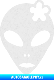 Samolepka UFO 009 slečna s kytičkou pravá Ultra Metalic bílá