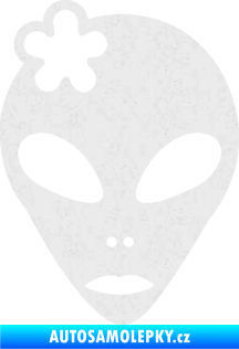 Samolepka UFO 009 slečna s kytičkou levá Ultra Metalic bílá