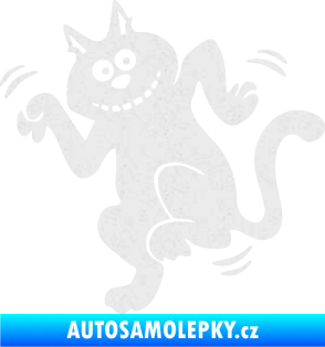 Samolepka Veselá kočka levá Ultra Metalic bílá