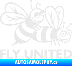 Samolepka Veselé vosy fly united pravá Ultra Metalic bílá