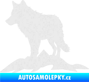 Samolepka Vlk 031 levá hory Ultra Metalic bílá