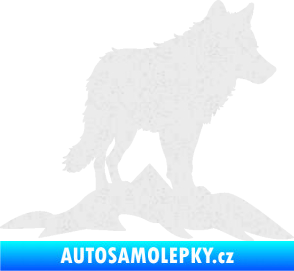 Samolepka Vlk 031 pravá hory Ultra Metalic bílá