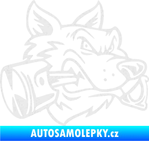 Samolepka Vlk 032 pravá moto s pístem Ultra Metalic bílá