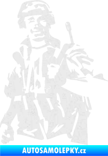 Samolepka Voják 014 levá Ultra Metalic bílá
