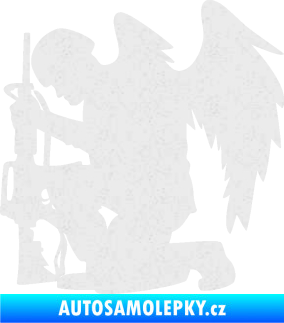 Samolepka Voják 015 levá modlící se s křídly Ultra Metalic bílá