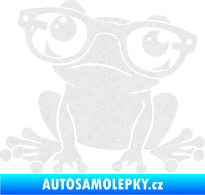 Samolepka Žába 011 levá kouká s brýlemi Ultra Metalic bílá