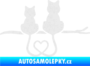 Samolepka Zamilované kočky spojené ocásky pravá Ultra Metalic bílá