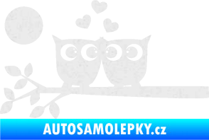 Samolepka Zamilované sovy levá na větvičce Ultra Metalic bílá