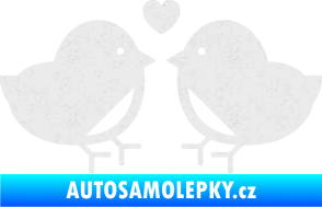 Samolepka Zamilovaní ptáčci 001 se srdíčkem Ultra Metalic bílá