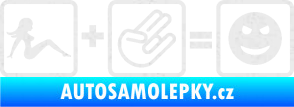 Samolepka Žena + shocker = šklebící se smajlík pravá Ultra Metalic bílá