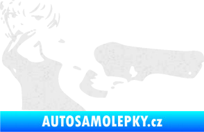Samolepka Žena s pistolí pravá Ultra Metalic bílá