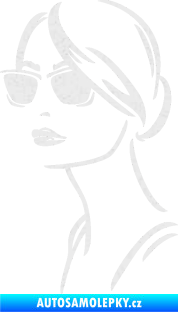 Samolepka Žena tvář 003 levá s brýlemi Ultra Metalic bílá