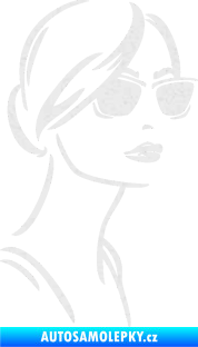 Samolepka Žena tvář 003 pravá s brýlemi Ultra Metalic bílá