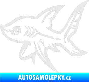 Samolepka Žralok 001 levá Ultra Metalic bílá