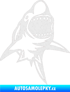 Samolepka Žralok 011 pravá Ultra Metalic bílá