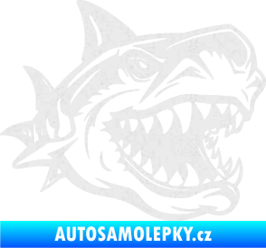 Samolepka Žralok 021 pravá Ultra Metalic bílá