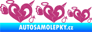 Samolepka Angel devil family 002 rodinka v autě Ultra Metalic růžová