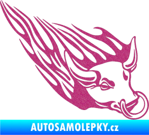 Samolepka Animal flames 010 pravá býk s kruhem Ultra Metalic růžová