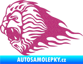 Samolepka Animal flames 014 levá lev Ultra Metalic růžová