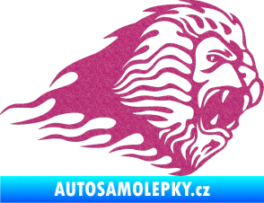 Samolepka Animal flames 014 pravá lev Ultra Metalic růžová