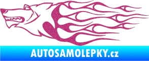 Samolepka Animal flames 017 levá vlk Ultra Metalic růžová