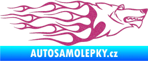 Samolepka Animal flames 017 pravá vlk Ultra Metalic růžová