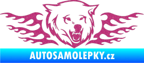 Samolepka Animal flames 034 pravá  vlk Ultra Metalic růžová