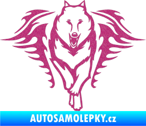 Samolepka Animal flames 039 pravá  vlk Ultra Metalic růžová