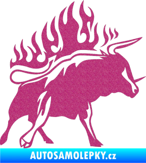 Samolepka Animal flames 055 pravá býk Ultra Metalic růžová