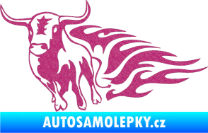 Samolepka Animal flames 057 levá býk Ultra Metalic růžová