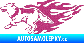 Samolepka Animal flames 090 levá vlk Ultra Metalic růžová
