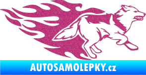 Samolepka Animal flames 090 pravá  vlk Ultra Metalic růžová