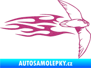 Samolepka Animal flames 095 pravá letící pták Ultra Metalic růžová