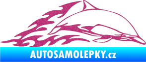 Samolepka Animal flames 099 pravá delfín Ultra Metalic růžová