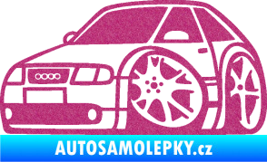 Samolepka Audi A3 karikatura levá Ultra Metalic růžová