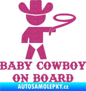 Samolepka Baby cowboy on board pravá Ultra Metalic růžová