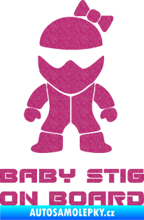 Samolepka Baby stig on board girl Ultra Metalic růžová