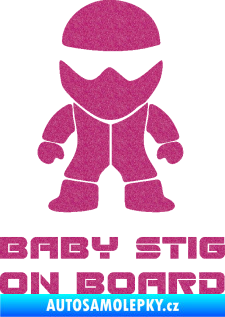 Samolepka Baby stig on board Ultra Metalic růžová