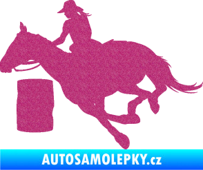 Samolepka Barrel racing 001 levá cowgirl rodeo Ultra Metalic růžová