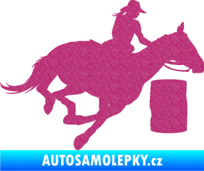 Samolepka Barrel racing 001 pravá cowgirl rodeo Ultra Metalic růžová