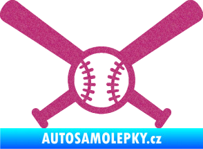 Samolepka Baseball míček a pálky Ultra Metalic růžová