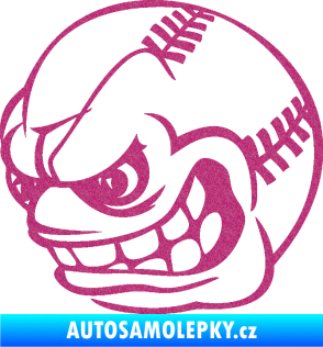 Samolepka Baseballový míček 001 levá s obličejem Ultra Metalic růžová