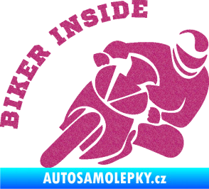 Samolepka Biker inside 002 pravá motorkář Ultra Metalic růžová