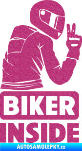 Samolepka Biker inside 003 pravá motorkář Ultra Metalic růžová