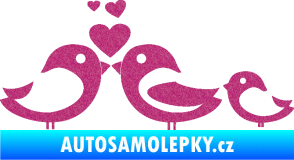 Samolepka Bird family 001 rodina v autě Ultra Metalic růžová