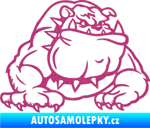 Samolepka Buldog 001 pravá pes Ultra Metalic růžová