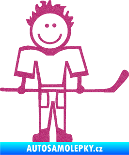 Samolepka Cartoon family kluk 002 pravá hokejista Ultra Metalic růžová