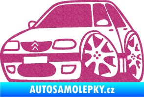 Samolepka Citroen saxo karikatura levá Ultra Metalic růžová